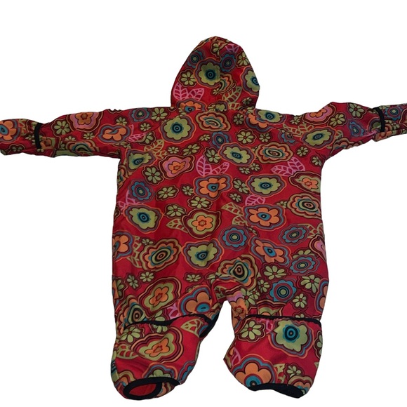 Outside Baby Infant Bunting Snowsuit Pink Floral Zipperd Size 9-18 months - Picture 3 of 5